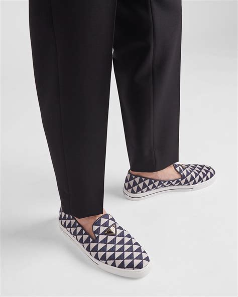 prada technical fabric slip-on shoes|Embroidered technical fabric slip.